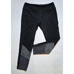 Tangerine Womens Black And Heather Gray High Rise Leggings Large Pocket Elastic